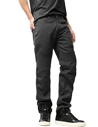 Hat and Beyond Mens Biker Jeans Straight Fit Distressed Hip Hop Zipper Denim Pants3
