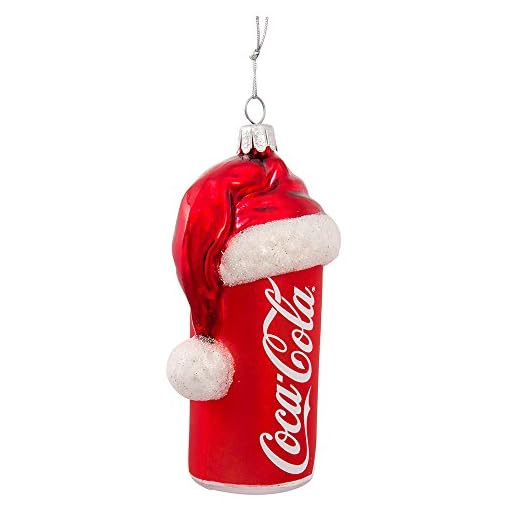 Coca-Cola Kurt Adler 4 – 1/2-inch Cristal diseño Puede con Gorro de Papá Noel
