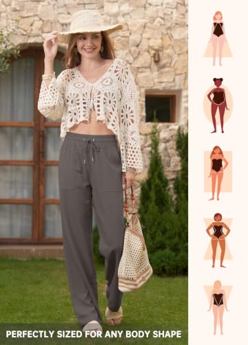 Image of Willit Women Linen Pants Wide Leg Palazzo Trousers 29 inch /31 inch / 33 inch