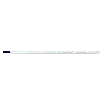 Vee Gee 80906 Serialized Precision Thermometer, Safety Blue Filled, Partial Immersion,35 to 50 Degree C Range, 1 Degree C Subdivision, 12" Length, White Backing