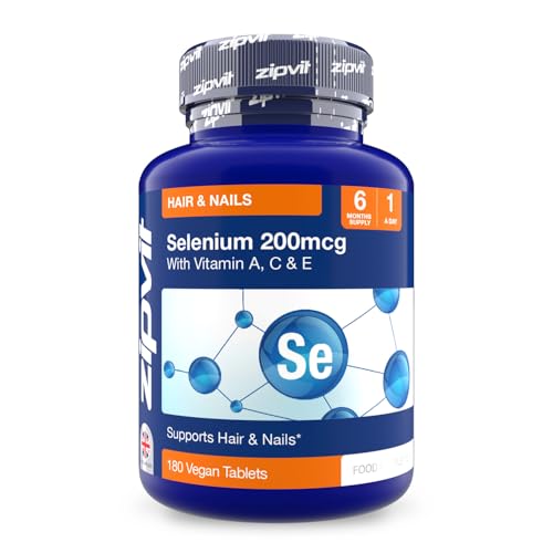 Zipvit Selenium 200mcg with Vitamins A C E. 180 Vegan Tablets. Supports Normal Thyroid Skin Hair & Nails Immune System and Antioxidant Protection. 6 Month Supply. UK Supplier.
