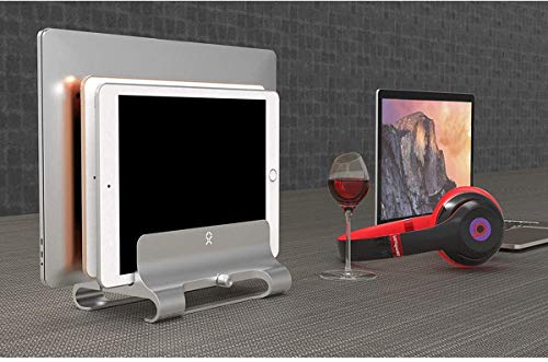 Image of URBAN KINGS 2 Slot Dual Vertical Laptop Stand for Desk Aluminum Adjustable Size & Space Saver Desktop Holder with Adjustable Dock Size