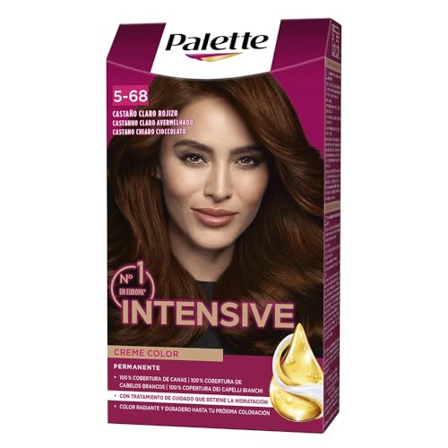 Schwarzkopf Palette Intensive Creme Color – Tono 5.68 cabello Castaño Rojizo - Coloración Permanente de Cuidado con Aceite de Marula – Óptima cobertura de canas – Color duradero hasta 8 semanas