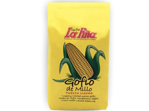 Gofio LA PIÑA Millo (Maíz) Tueste Suave 500 gr. Producto Islas Canarias.