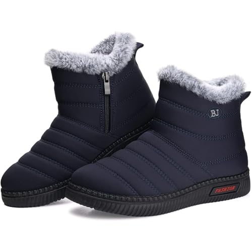 Mufanton Botas de Nieve Mujer Botines de Invierno Botas Calientes Fur Forro Cálido Outdoor Antideslizantes Botines,Azul,EU37