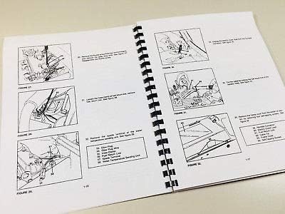 Open pages of the service manual showing detailed diagrams and instructions for engine repair.