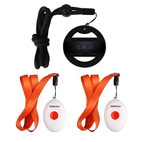 SINGCALL Emergency Alarm System for the Elderly/Patient/Disabled that Calls for Help 2 Alert Call Bells 1 Mobile Receiver with Lanyard