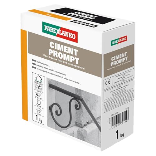 Parexlanko - Ciment Prompt - Gris - Confection de mortier à prise rapide - Tous supports de maçonnerie - Adapté en milieux humide et marin - 1kg