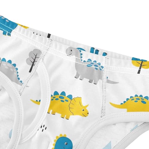 CHIFIGNO Boys' Briefs Cute Cartoon Dinosaur White Kids Boys Underwear Breathable Cotton Brief Underwear4