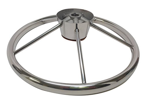 Pactrade Marine 13 1/2" Destroyer Ss 304 Steering Wheel 5 Spoke Teak Wood Cap #TOP6