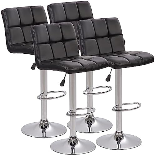 BestOffice Bar Stools Set of 2, Adjustable PU Leather Swivel Barstools, Modern Counter Stools with Back and Footrest, Counter Height Barstools for Bar, Kitchen and Dining Room