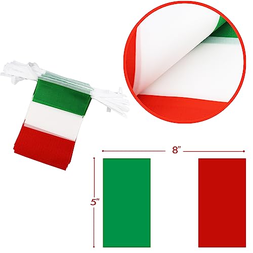 Image of Italy String Flag Pennant Banner - 38 Flags, 42 Feet Small Mini Italian Flags Bunting Banner for Country Decoration, School, Party, Sports Events