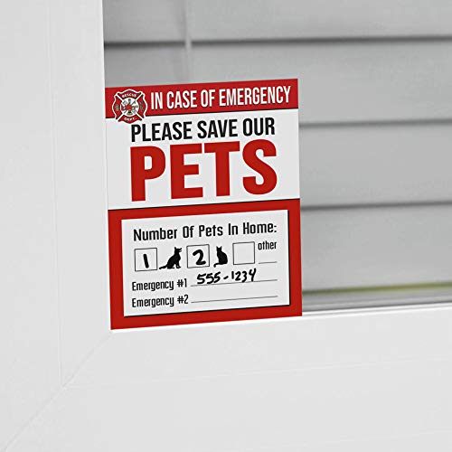 It's A Skin Pet Rescue Sticker Fire Safety - Window Sticker - Save Our Pets Emergency Pet Window Decal - Dog Cat Pet Durable Laminate 4X5-4 Pack #TOP3