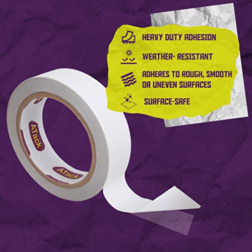 Atack ATDSTESC220 Extra Sticky Clear Double-Sided Tape, Removable, 2-Inch X 20-Yards - Wall Safe Heavy-Duty Double Sides Self Sticky Wall Fabric Tape thumb #2