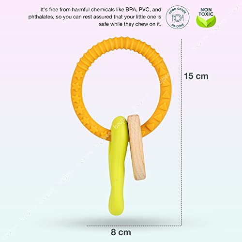 Image of Baybee Silicone Teether for Baby 6 to 12 Months | Textured Silicone Toy for Teething Relief | Non-Toxic Food Grade & BPA-Free Infant Chew Aid | Lightweight & Safe Teether for Babies | Oral Care Toy