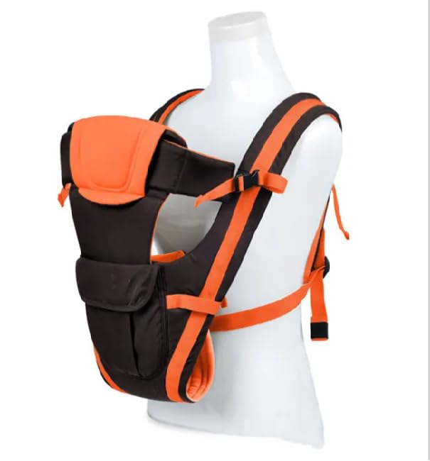 SKMODEL STYLISH 4-in-1 Adjustable Baby Carrier Cum Kangaroo Bag/Baby Carry Sling/Back/Front Carrier for Baby with Safety Belt and Buckle Straps (Black & Orange)-image-11