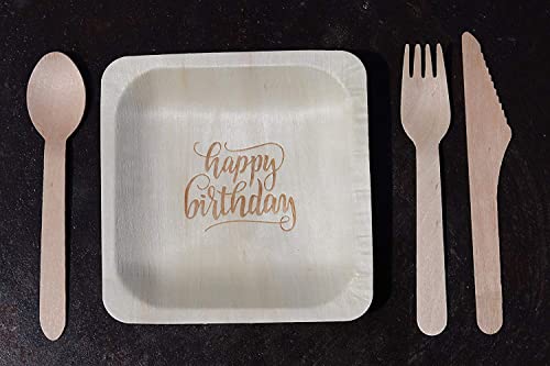 Wood & Wonder Happy Birthday Statementware Disposable Birthday Party Plates (50-Pack) #TOP1
