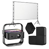 Kit Cinéma Portable KYF – Vidéoprojecteur Tablette Tactile 7’’ 4K + Mur d’Enceintes 20W + Écran 100’’ ALR