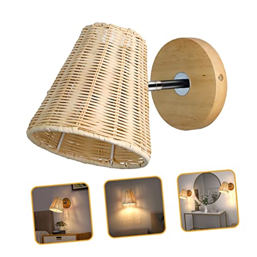 Lámpara de pared de ratán SEWACC rústica para dormitorio 5
