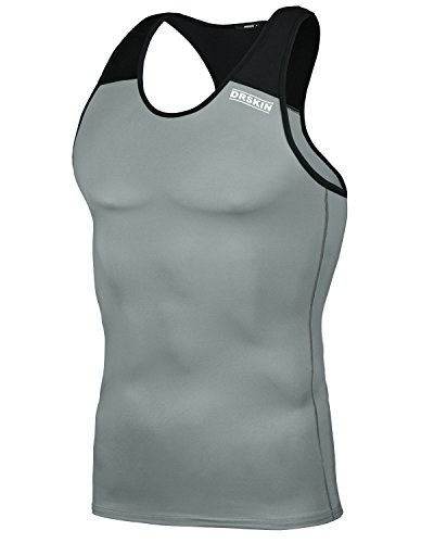 DRSKIN Undershirts Running Shirt Tank Tops Men's Cool Dry Compression Baselayer Sleeveless (Packs of 1, 2, or 3 Deals) (Manggo G-B02 M)