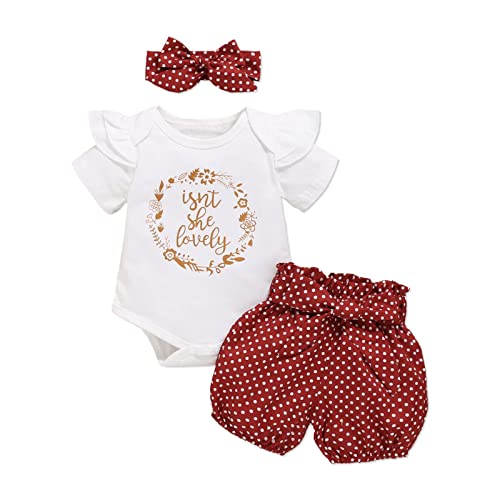 Image of PATPAT Baby Girl Clothes Newborn Infant Girl Ruffle Romper Shorts with Headband Baby Girls Outfit Set 3Pcs