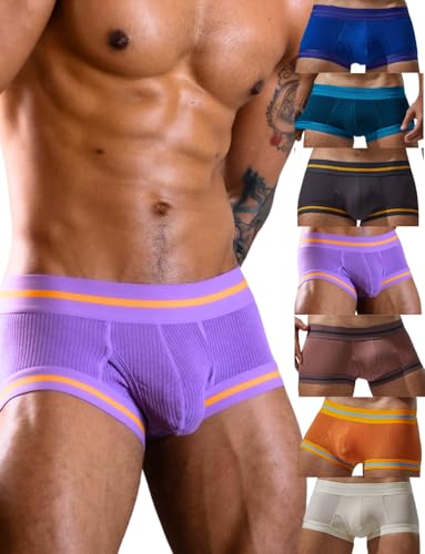 BEEMEN BIMONI Men's Low Rise Sexy Boxer Briefs Ice Silk Modal Underwear Boxer Shorts Trunk Men Hipster Underwear, Pack of 7, 7 colours, M