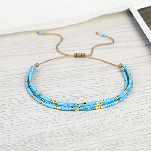 Image of KELITCH Adjustable Multi Strand Bracelets Colorful Miyuki Seed Beads Wrap Bracelets Bangle Women Jewelry