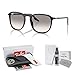 Ray-Ban RB2203 901/32 55MM Black/Crystal Lens Light Grey Gradient Square Sunglasses for Men for Women +BUNDLE with ACCESSORY EYEWEAR KIT