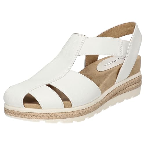 Easy Street Women's Freeport Wedge Heeled Sandals, White, 8 Medium