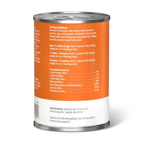Image of Amazon Basics Puppy Chopped Ground Dinner Canned Dog Food, with Chicken & Beef, 13.2oz (Pack of 12)