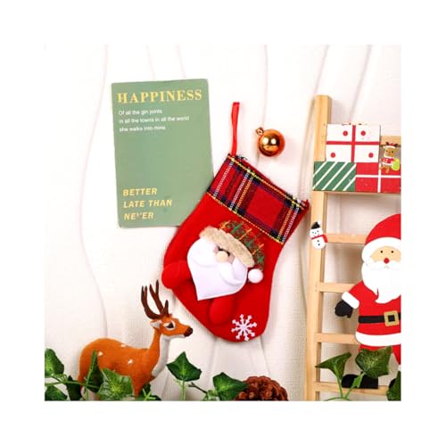 1 Bota De Natal 16x12cm Meia Papai Noel Pelúcia 3D Enfeites Decoração Acessórios Christmas Pinheiro