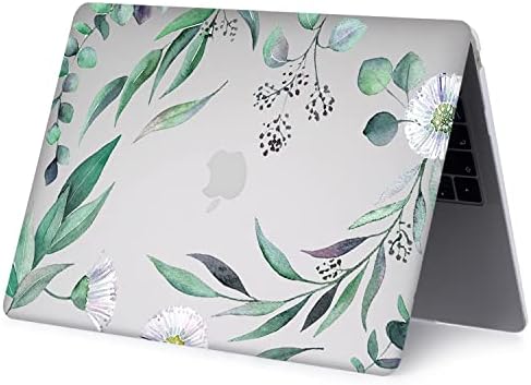 Case Compatible MacBook Air 13 Inch 2020 2019 2018 Release A2337 M1/ A2179/A1932 with Retina Display Touch ID,Plastic Hard Shell Case, Sleeve Bag & Keyboard Cover - Green Leaf