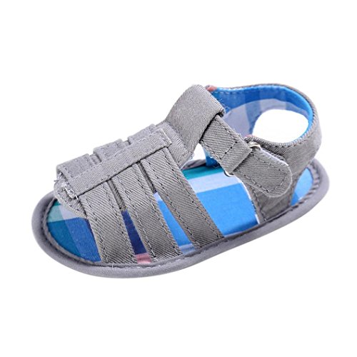 Lurryly Toddler Baby Boys Girls Sandals,Infant Soft Sole Crib Newborn Shoes 0-18 M (Size:1, Age:0~6 Month, US:2.5, Gray)