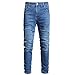 AITITIA Men's Ripped Jeans Taper Skinny Fit Stretch Denim Pants (34, 2003 Blue)