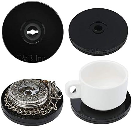 TamBee 4PCS 3Inch Acrylic Lazy Susan Turntable Organizer Revolving Display Base White Acrylic for Spice Rack Table Cake Kitchen Pantry Decorating Black