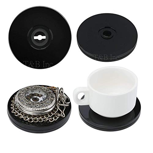 Tambee 4Pcs 3Inch Acrylic Lazy Susan Turntable Organizer Revolving Display Base White Acrylic For Spice Rack Table Cake Kitchen Pantry Decorating Black #TOP3