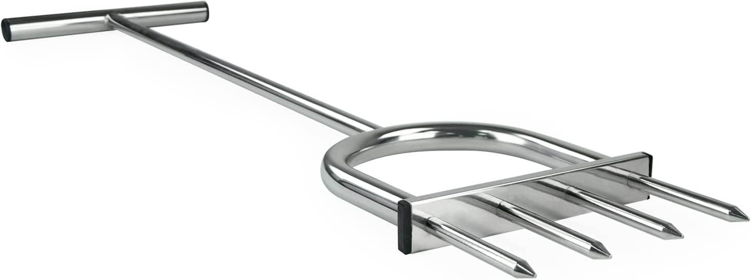 Varomorus Stainless Steel Lawn Coring Aerator Grass Dethatching Turf Plug Core Spike Aeration Heavy Duty Tool (Spike Aerator)