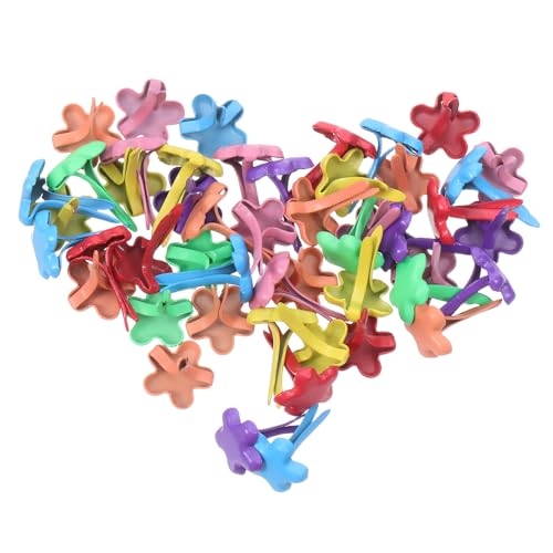 HOLIDYOYO 200 Pièces Attaches Parisiennes en Fer Forme de Fleur, Double Pince Facile à Utiliser pour Scrapbooking et Loisirs Créatifs Papier