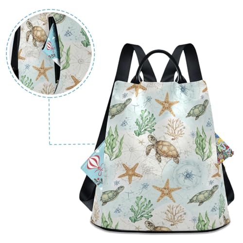 Sac à dos motif tortues de mer aquarelle avec système antivol discret - 4