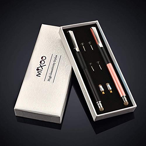 Mixoo 2-in-1 Precision Disc & Fiber Stylus with Replaceable Tips for Capacitive Touch Screen Devices (Black/Rose Gold) - Thumbnail 7