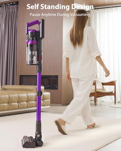 Image of Cordless Vacuum Cleaner, 75Mins /55KPa /650W, Rechargeable | 10 Stage Filtration, Cone Filtration&Anti-Tangle, Extra Washable HEPA Filter, for Hard Floor, Carpet, Pet Hair, Freestanding