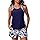 Summer Mae Blouson Tankini Swimsuits for Women 2025 Tummy Control Two Piece Bathing Suits with Sporty Pockets Swim Shorts Cube Size 14