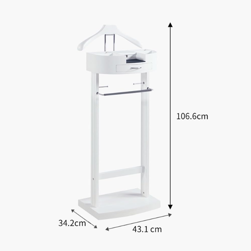 Freestanding Suit Stand & Clothes Butler Valet Rack with Shoe Organizer, Trouser Bar & Top Tray - Stylish Entryway & Bedroom Storage Solution (Black)