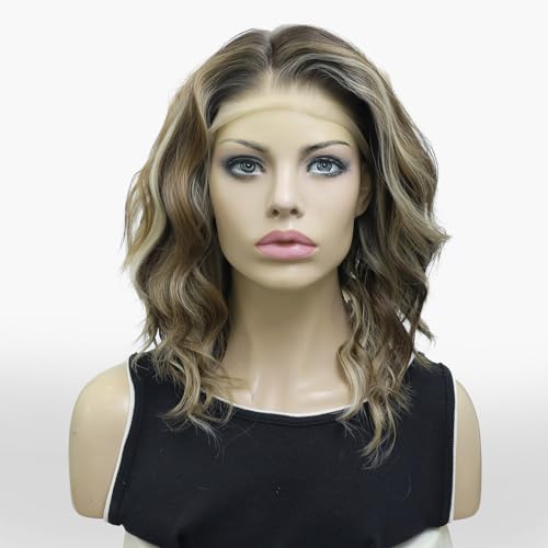 IMSTYLE Vibe Brown Blonde 13 * 6" Lace Front Wig Short Bob Curly