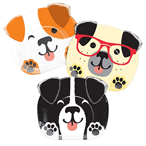 Creative Converting 336667 SHAPED PLATE 9" ASSORTED DOGS, 0.5x8.75x7.7inc, Multicolor