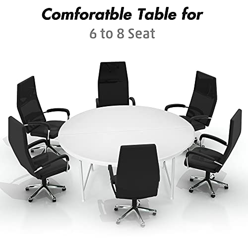 Vilobos Round Folding Table, 4.4-Foot 53” Dia Portable Plastic Table Comfortable For 6 To 8 Seat, Party Banquet Table For Conference Card Camping Wedding Dining Outdoor Picnic Family Festival Events #TOP4