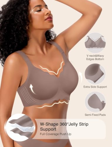 Image of Womens Wireless Jelly Bras No Underwire Support Push Up Removable Straps (U /Cross /Halter) Everyday Sports Bra