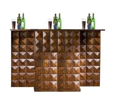 MS WOOD FURNITURE Stylish Bar Cabinet for Living Room | Wine Storage | Sheesham Solid Wood | Brown
