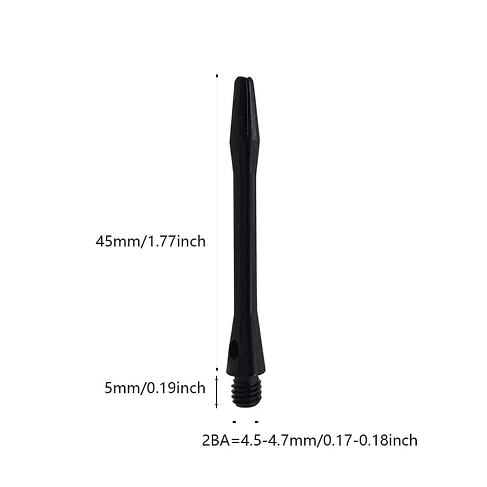 Colrid 15 Pezzi Steli per Freccette, 45mm Aste per Freccette, Alberi Freccette, Lega di Alluminio, con Filettatura Standard 2BA, per Freccette Morbide e Freccette in Acciaio (Nero 45mm