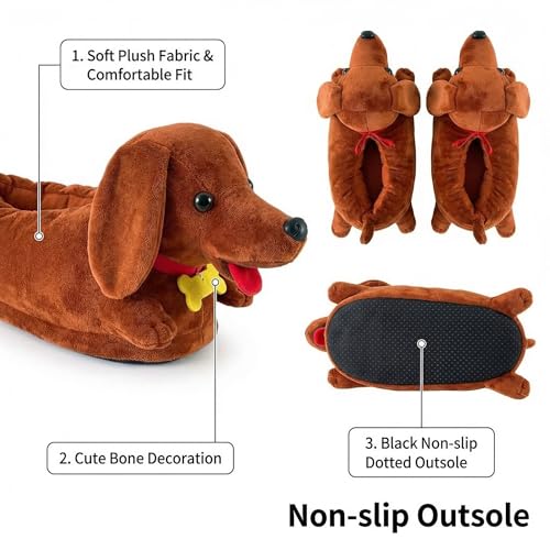 Image of Unimaglif Cute Dachshund Slippers For Women - Cozy Warm Animal Dog Slippers For Indoor